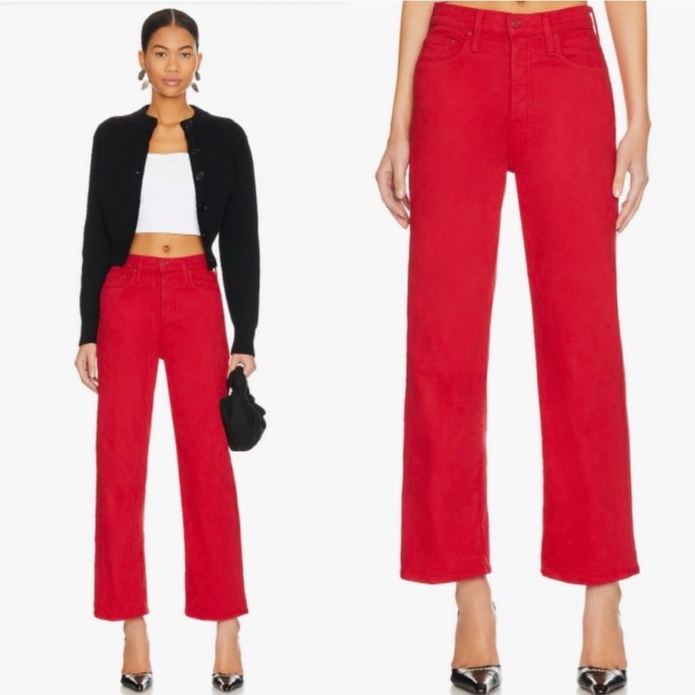 MOTHER Women Jeans Straight Leg in Red